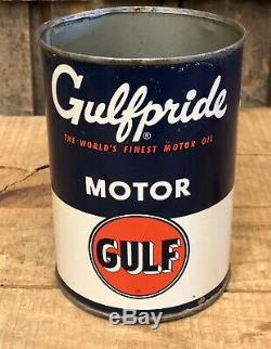 Vintage Golfe Gulfpride Motor Service Oil 1 Gas Qt Station Tin Can Sign
