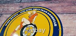Vintage Goodyear Essence De Porcelaine Bouteilles Larges Station De Service Auto Tire Signe