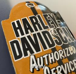 Vintage Harley Davidson Motorcycle Porcelain Thermometer Service Station Gas Oil