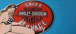 Vintage Harley Davidson Motorcycle Porcelaine Service Station Essence Pompe 8 Signe