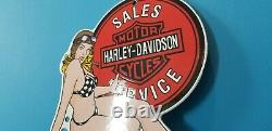 Vintage Harley Davidson Motorcycle Porcelaine Service Station Essence Pompe 8 Signe