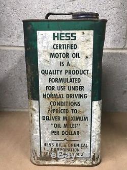 Vintage Hess Huile Moteur 2 Gallon Can Station Service Oil Gas