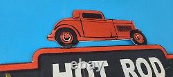 Vintage Hot Rod Shop Automobile Porcelaine Station De Service D'essence Ancien Panneau De Pompe De Voiture