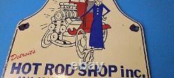 Vintage Hot Rod Shop Porcelaine Gaz Automobile Station De Service Détroit Pump Signe