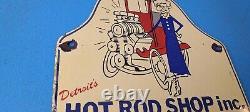Vintage Hot Rod Shop Porcelaine Gaz Automobile Station De Service Détroit Pump Signe