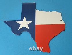 Vintage Humble Oil Co Porcelaine Texas Flag Station De Service De Gaz Pompe États-unis