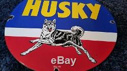 Vintage Husky Essence Porcelaine Station Service De Pompe À Gaz Plaque Huile Chien Annonce Se Connecter