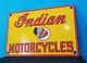 Vintage Indian Moto Porcelaine Gas Bike Usa Chef Service Station Pump Sign