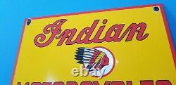 Vintage Indian Moto Porcelaine Gas Bike USA Chef Service Station Pump Sign