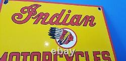 Vintage Indian Moto Porcelaine Gas Bike USA Chef Service Station Pump Sign