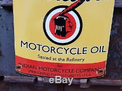 Vintage Indian Motorcycle Oil Can Porcelaine Station Service Signe Revendeur