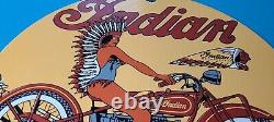 Vintage Indian Motorcycle Porcelaine Gas Service Station American Pump Plate Sign