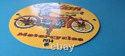 Vintage Indian Motorcycle Porcelaine Gas Service Station American Pump Plate Sign