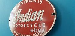 Vintage Indian Motorcycle Porcelaine Gas Service Station Chef Dealer Store Sign