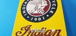 Vintage Indian Motorcycle Porcelaine Gas Service Station Chief Dealer Pump Sign