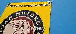 Vintage Indian Motorcycle Porcelaine Gas Service Station Chief Dealer Pump Sign