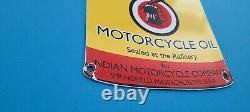 Vintage Indian Motorcycle Porcelaine Gaz Chef Service Station Quart Peut Signer