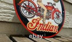 Vintage Indian Motorcycle Porcelaine Service Station Gas American Bike Sign