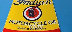 Vintage Indian Motorcycles Porcelaine Gaz Chef Service Station Quart Peut Signer