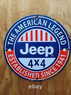 Vintage Jeep Porcelaine Sign American Truck Service Dealer Sport Gas Station Oil