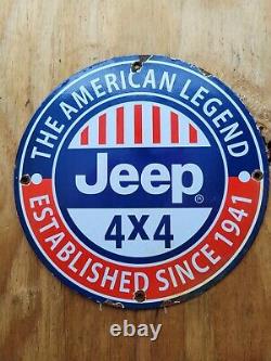 Vintage Jeep Porcelaine Sign American Truck Service Dealer Sport Gas Station Oil