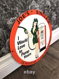 Vintage Joes Sinclair Pinup Essence Essence Station De Service Porcelaine Essence Signe
