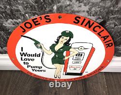 Vintage Joes Sinclair Pinup Essence Essence Station De Service Porcelaine Essence Signe