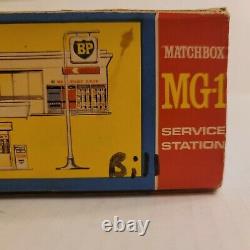 Vintage Lesney Matchbox Bp Station De Service Avec Forecourt Mg-1 Made In England