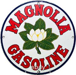 Vintage Magnolia Essence Porcelaine Signe Station Essence Pompe Motor Oil Service