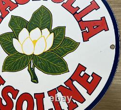 Vintage Magnolia Essence Porcelaine Signe Station Essence Pompe Motor Oil Service