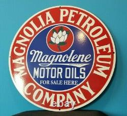 Vintage Magnolia Essence Porcelaine Station Service Station Pump Plate Ad Sign