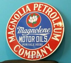 Vintage Magnolia Essence Porcelaine Station Service Station Pump Plate Ad Sign