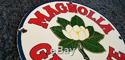 Vintage Magnolia Essence Service Station Porcelaine De Pompe À Gaz Plaque Annonce Se Connecter