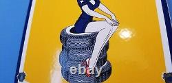 Vintage Michelin Tires Bibendum Porcelaine Gas Pin Up Girl Service Station Signe