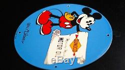 Vintage Mickey Mouse Disney Porcelain Sign Gas Oil Station Service Pump Plate Nr