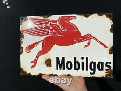 Vintage Mobil Gaz Porcelaine Plaque Métallique Pegasus Lube Station-service Garage Boutique