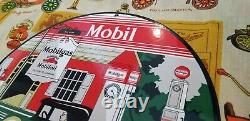 Vintage Mobil Mobilgas Porcelaine Gargoyle Station De Remplissage D'huile D'essence Panneau De Service