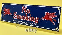 Vintage Mobil No Smoking Porcelaine Signe Station-essence Station-service Mobiloil Huile