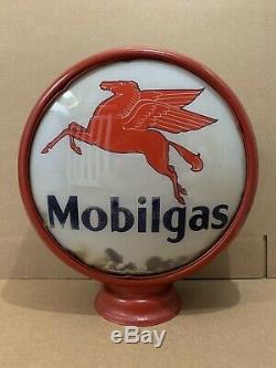 Vintage Mobil Pompe À Gaz Globe Lumière En Verre Service Station Objectif Garage Pegasus Oil