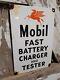 Vintage Mobil Porcelaine Sign Gas Station Service Batterie Chargeur Testeur Car Oil
