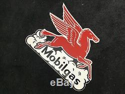 Vintage Mobilgas Pancarte De Métal Gas Oil Station Service Pump Plate Rare Pegasus