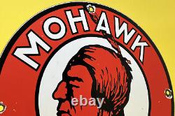 Vintage Mohawk Essence Porcelaine Signe Station D'essence Plaque De Pompe Service D'huile De Moteur