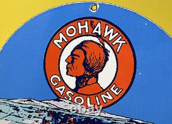 Vintage Mohawk Essence Porcelaine Signe Station D'essence Plaque De Pompe Service D'huile De Moteur