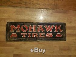 Vintage Mohawk Tires Gas Oil Service Station 33 Métal Tire Sign Cut