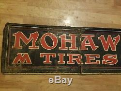 Vintage Mohawk Tires Gas Oil Service Station 33 Métal Tire Sign Cut