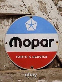 Vintage Mopar Porcelaine Enseigne Station D'essence Oil Auto Parts Dealer Chrysler Service