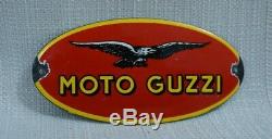Vintage Moto Guzzi Moto Huile En Porcelaine Connexion Station Metal Service Rare