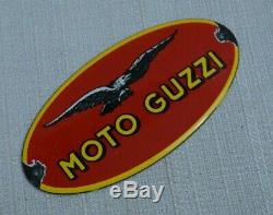 Vintage Moto Guzzi Moto Huile En Porcelaine Connexion Station Metal Service Rare