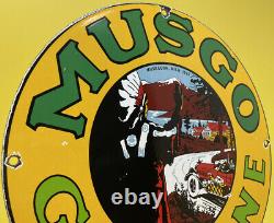 Vintage Musgo Essence Porcelaine Signe Station Essence Pompe Motor Oil Service