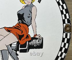 Vintage Nascar Raceway Porcelaine Sign Station Essence Pompe Service D'huile De Moteur